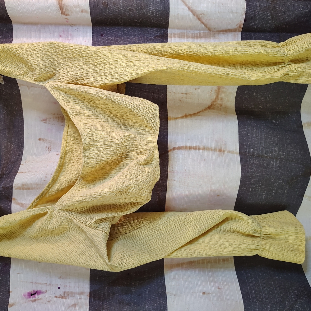 Yellow Textured Short Shirt